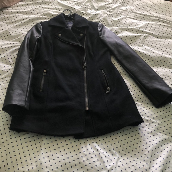 American eagle black wool and faux leather jacket - Picture 1 of 5